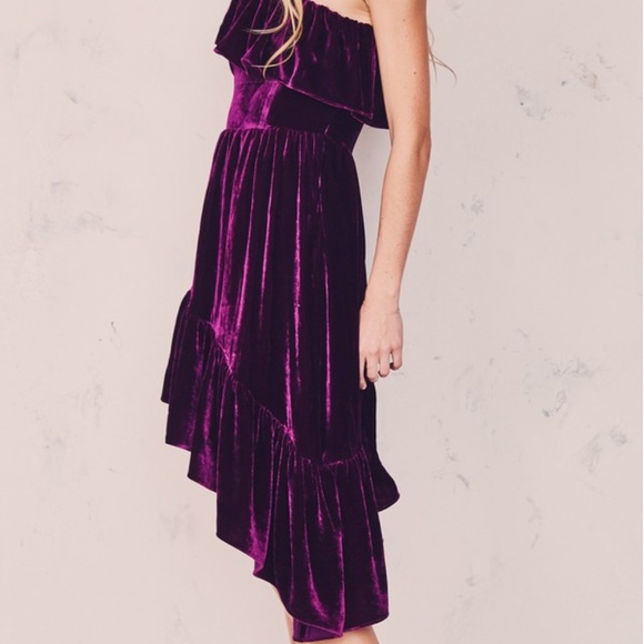 LoveShackFancy Purple Velvet Pamela Party Dress 0 - Picture 2 of 5
